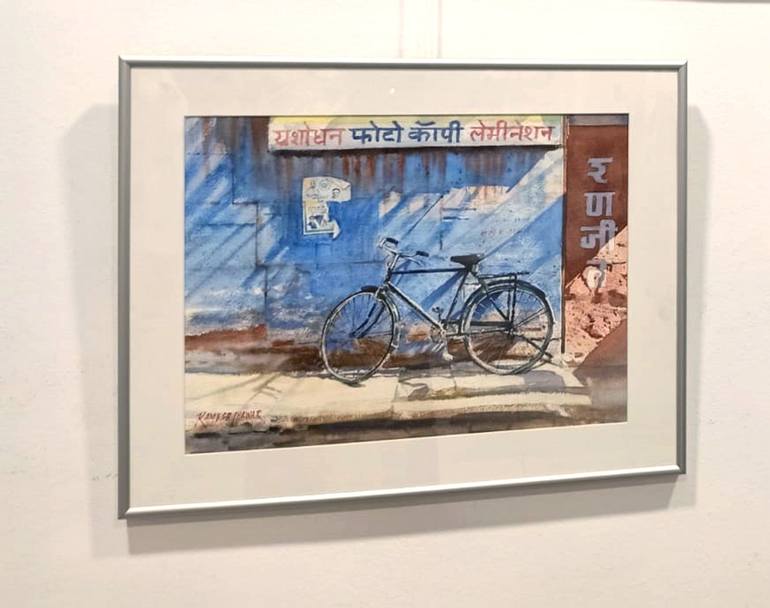 Original Contemporary Bicycle Painting by Ramesh Jhawar
