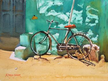 Print of Bicycle Paintings by Ramesh Jhawar