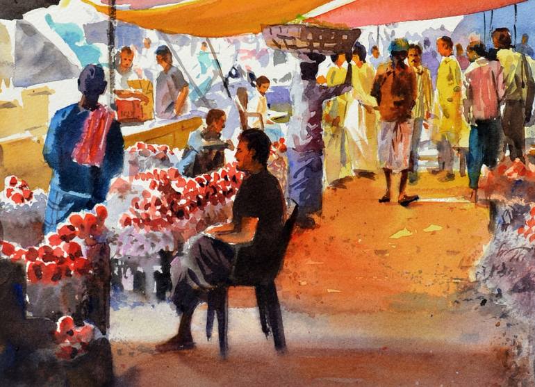 Original Realism People Painting by Ramesh Jhawar