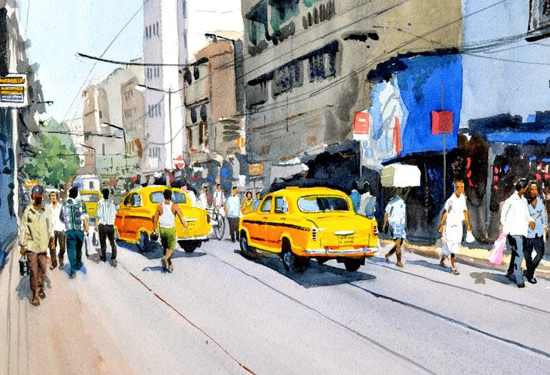 Original Photorealism Cities Painting by Ramesh Jhawar