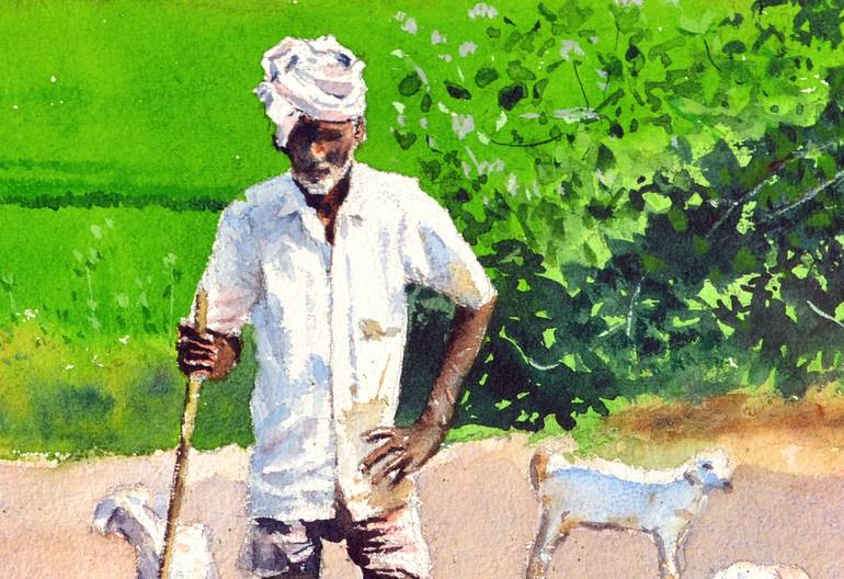 Original Figurative People Painting by Ramesh Jhawar