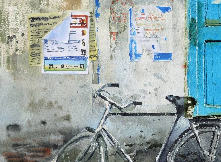 Original Fine Art Bicycle Painting by Ramesh Jhawar