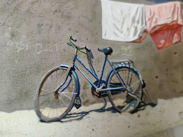 Original Bicycle Painting by Ramesh Jhawar