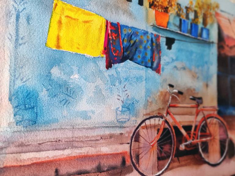 Original Realism Bicycle Painting by Ramesh Jhawar