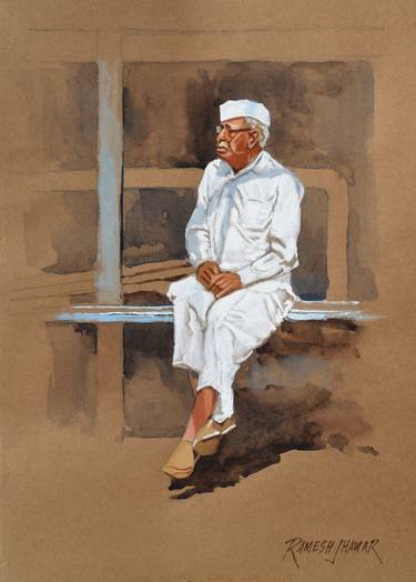 Print of People Paintings by Ramesh Jhawar