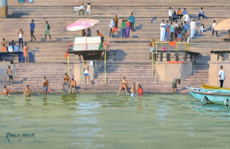 Original Fine Art Cities Painting by Ramesh Jhawar