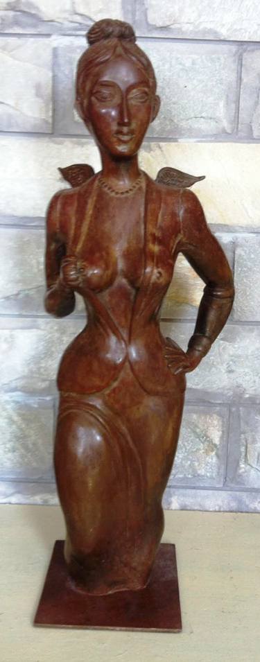Sculpture Nude Woman Bronze Statue Art Signed Figurine Vintage Female Figure Abstract Deco Women Girl Modern thumb