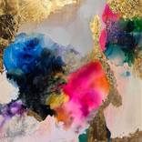 Cosmos large colorful abstract deco art by Henrieta Angel