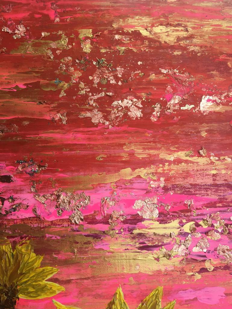 Original Abstract Floral Painting by Henrieta Angel