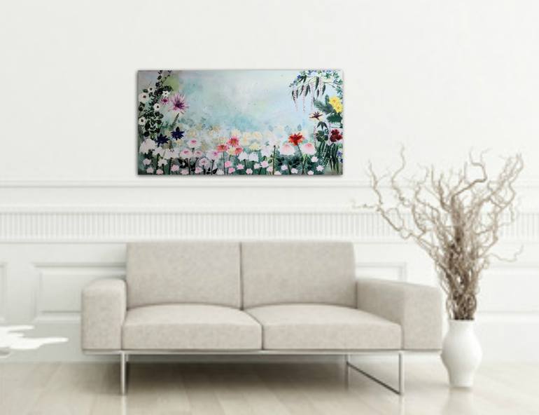 Original Art Deco Floral Painting by Henrieta Angel