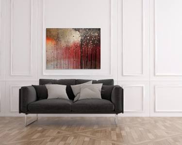 Abstract sunset gold brown glitter large painting thumb