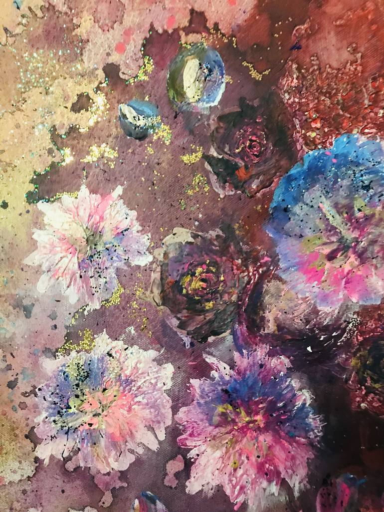 Original Abstract Floral Painting by Henrieta Angel