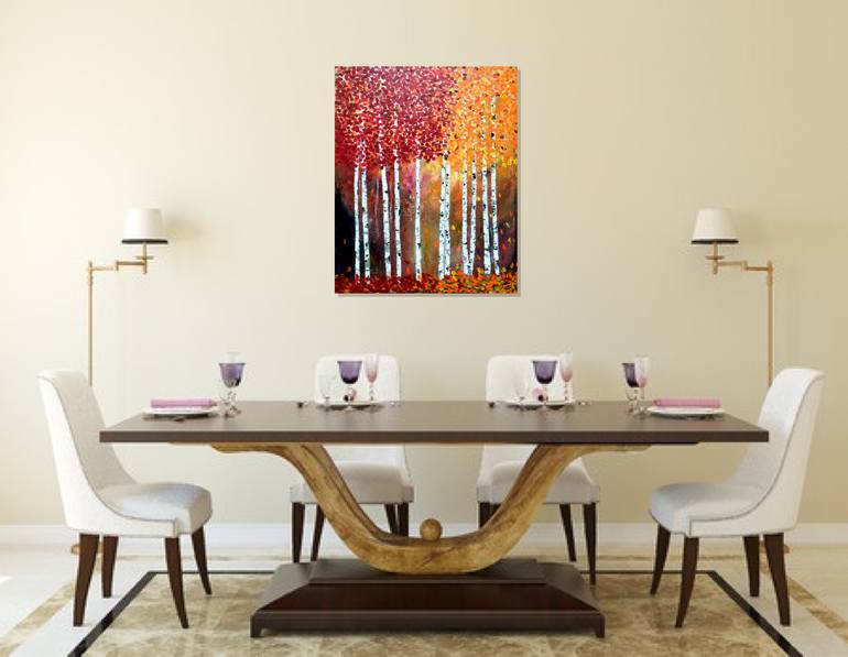 Original Art Deco Landscape Painting by Henrieta Angel