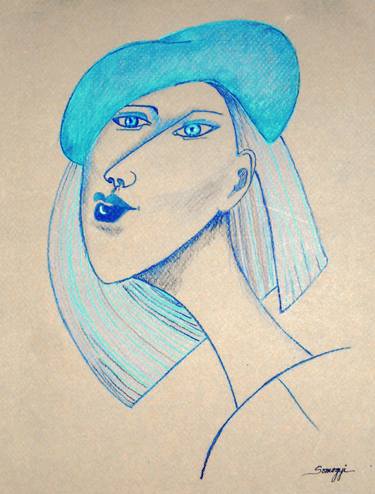 Original Modern Portrait Drawings by Jayne Somogy