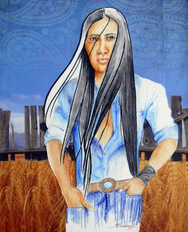 Hair Down to There, Long Beautiful Hair (Portrait of Native American Man) thumb