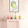 "Fey" shown matted and framed in a room setting.