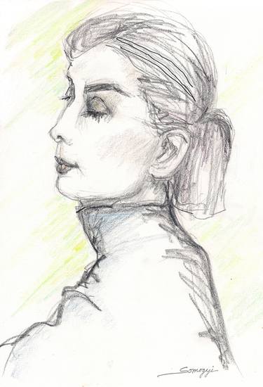 Woman in Turtleneck (Minimalist Portrait of Audrey Hepburn) thumb