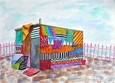Patchwork Pad (Architecture, Whimsical Colorful Shack) thumb