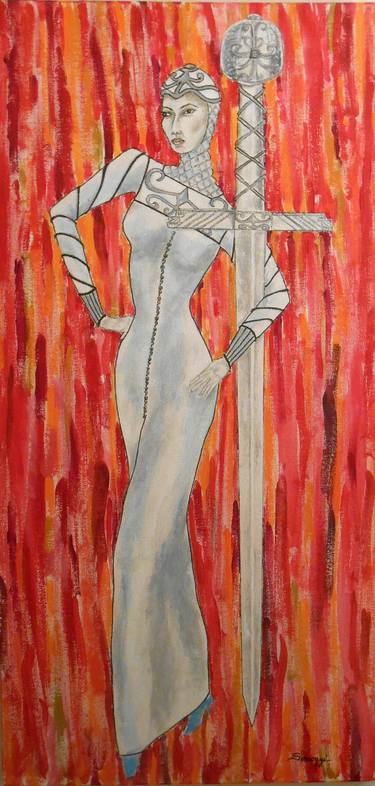 Excalibur (Fashion Illustration, Woman with Medieval Sword) thumb