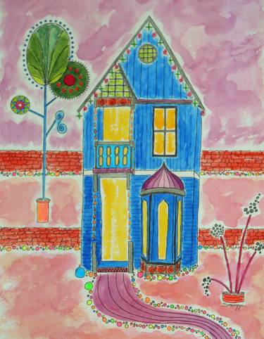 Happy Gingerbread (Architecture, Colorful Folk Art House) thumb