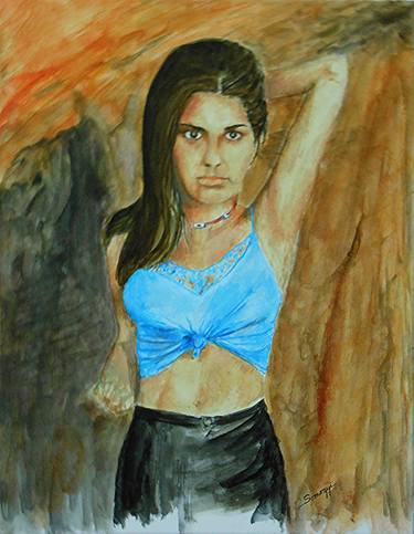 Blue Lace at the Rock Quarry (Realistic Portrait of Woman) thumb