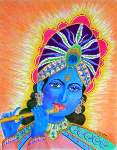 Krishna (Colorful Portrait of Hindu God) thumb