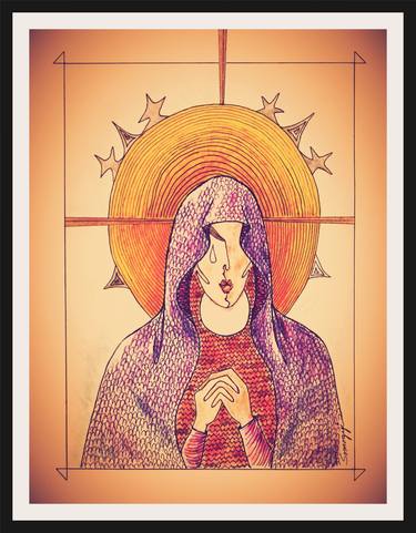 Pietá -- Vintage Amber (Whimsical Religious Portrait) thumb