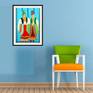 "Duet" shown matted and framed in a room setting.