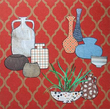 Original Art Deco Still Life Collage by Jayne Somogy