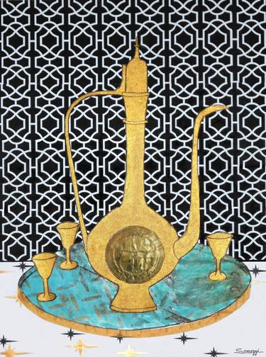 Original Art Deco Still Life Collage by Jayne Somogy