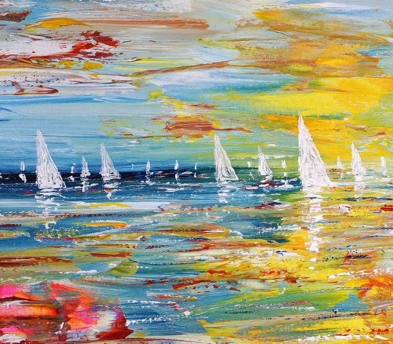 Original Abstract Expressionism Sailboat Painting by Peter Nottrott