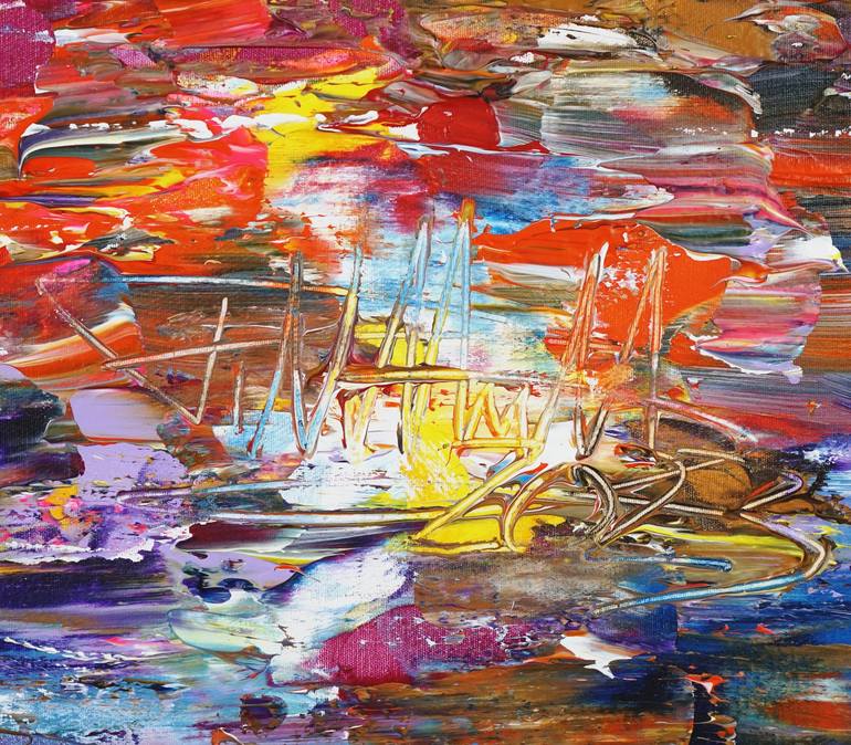 Original Abstract Expressionism Sailboat Painting by Peter Nottrott