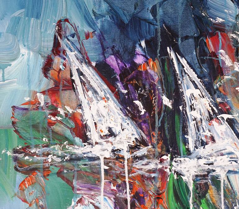 Original Abstract Expressionism Sailboat Painting by Peter Nottrott