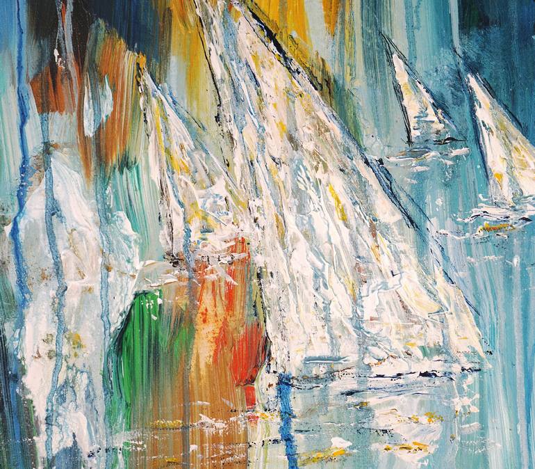 Original Abstract Expressionism Sailboat Painting by Peter Nottrott