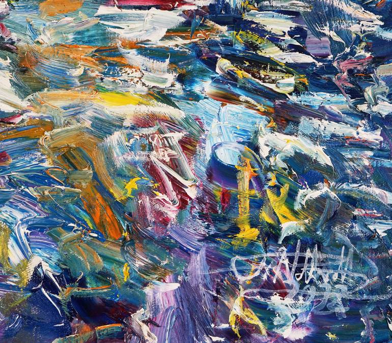 Original Abstract Expressionism Boat Painting by Peter Nottrott