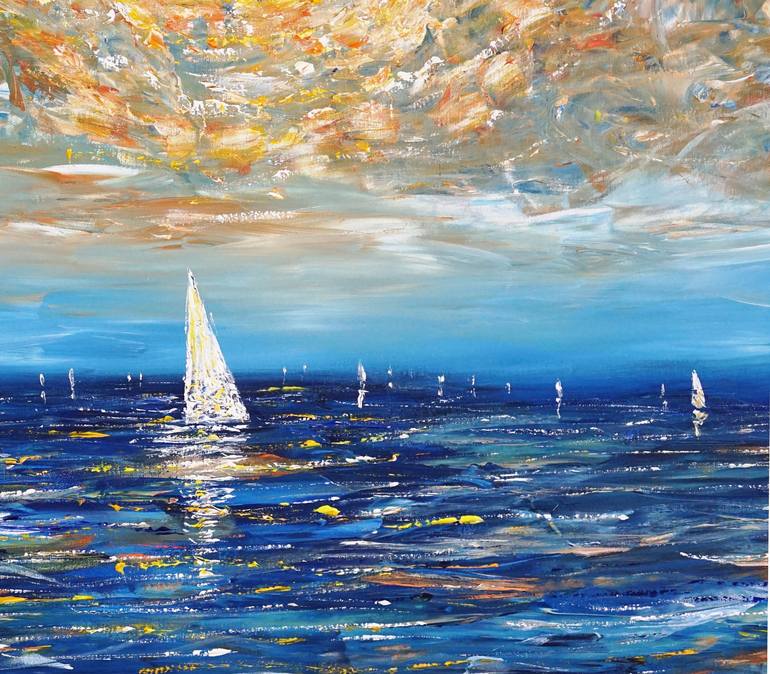 Original Sailboat Painting by Peter Nottrott