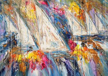 Original Abstract Expressionism Boat Paintings by Peter Nottrott