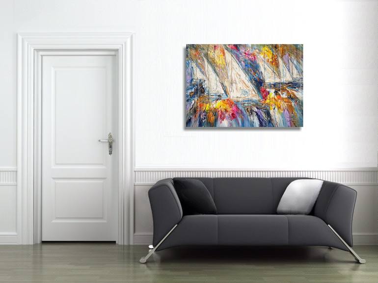 Original Abstract Expressionism Boat Painting by Peter Nottrott