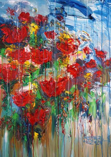 Original Abstract Expressionism Floral Paintings by Peter Nottrott