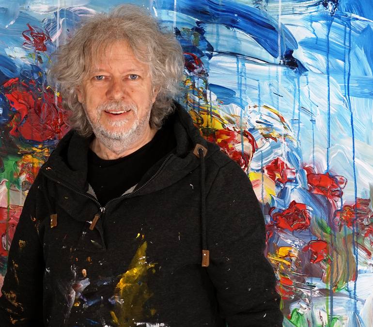 Original Abstract Expressionism Floral Painting by Peter Nottrott