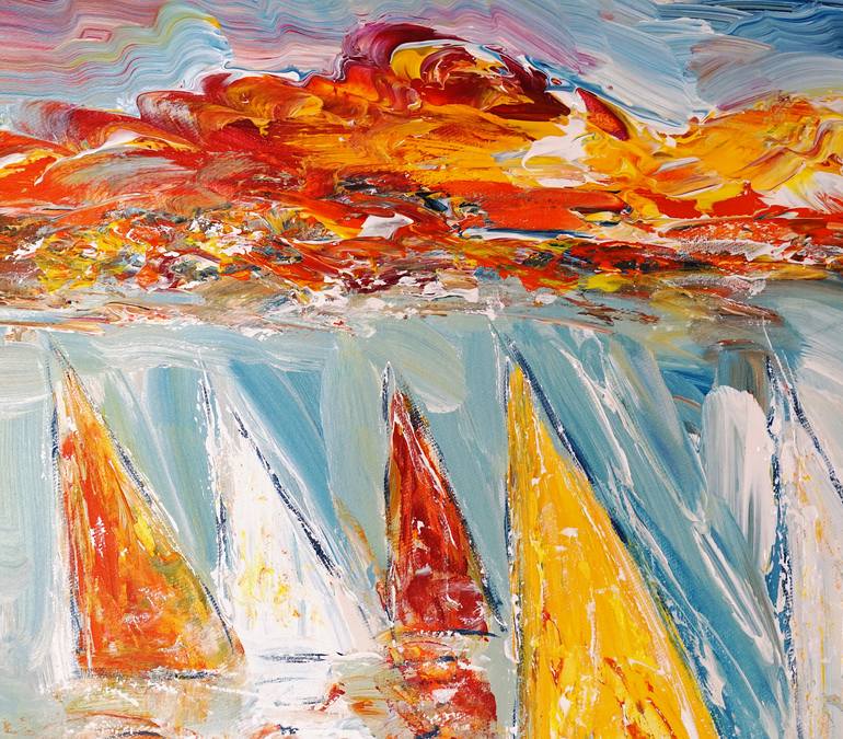 Original Abstract Expressionism Boat Painting by Peter Nottrott