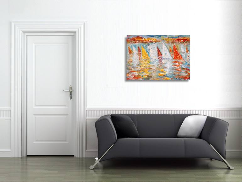 Original Abstract Expressionism Boat Painting by Peter Nottrott