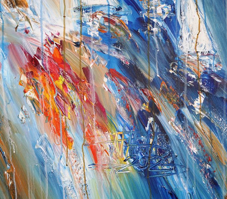 Original Abstract Expressionism Boat Painting by Peter Nottrott