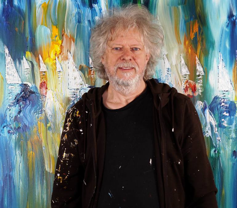 Original Abstract Expressionism Boat Painting by Peter Nottrott