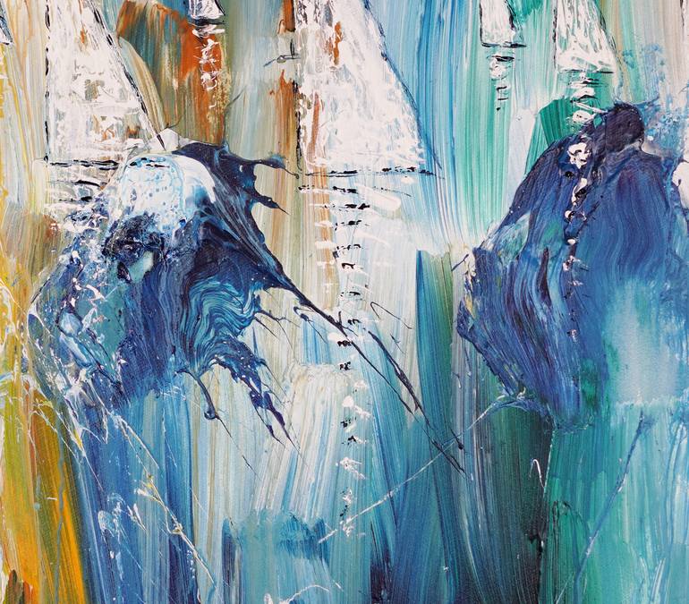 Original Abstract Expressionism Boat Painting by Peter Nottrott