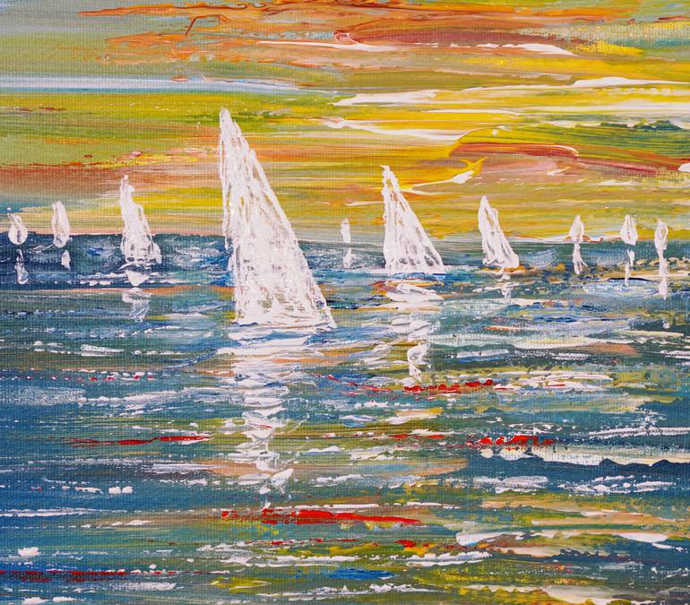 Original Impressionism Boat Painting by Peter Nottrott