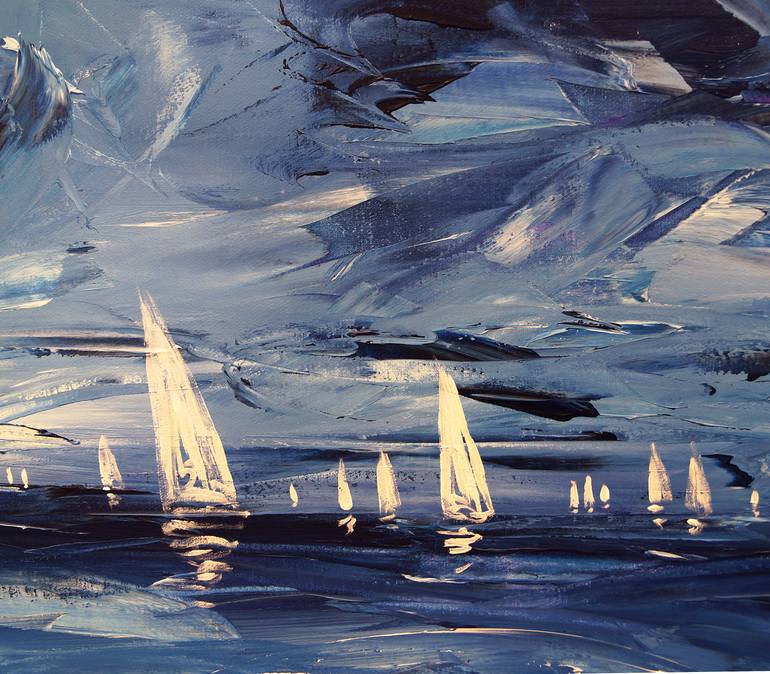 Original Abstract Expressionism Sailboat Painting by Peter Nottrott