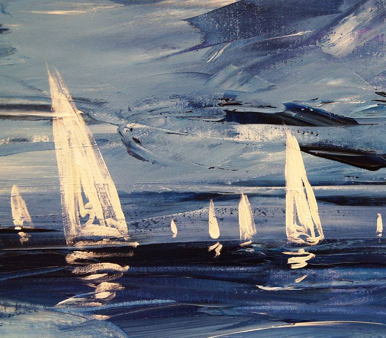 Original Abstract Expressionism Sailboat Painting by Peter Nottrott