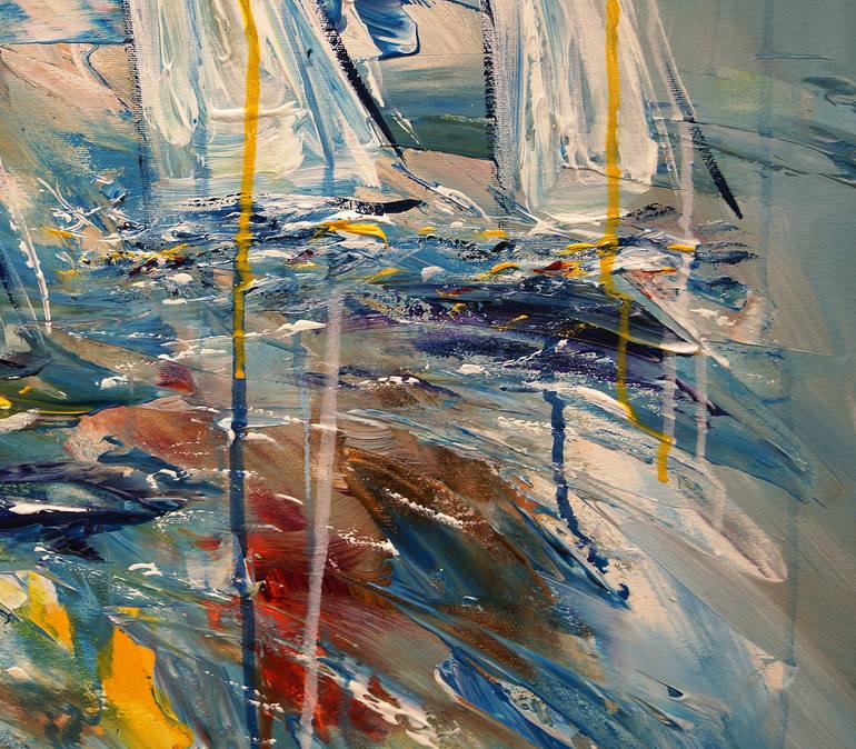 Original Abstract Expressionism Sailboat Painting by Peter Nottrott