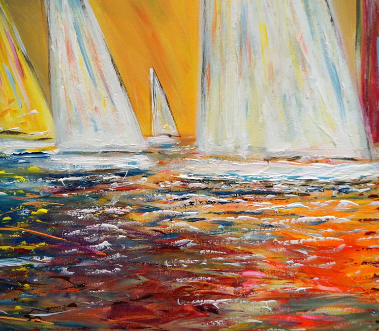 Original Expressionism Sailboat Painting by Peter Nottrott